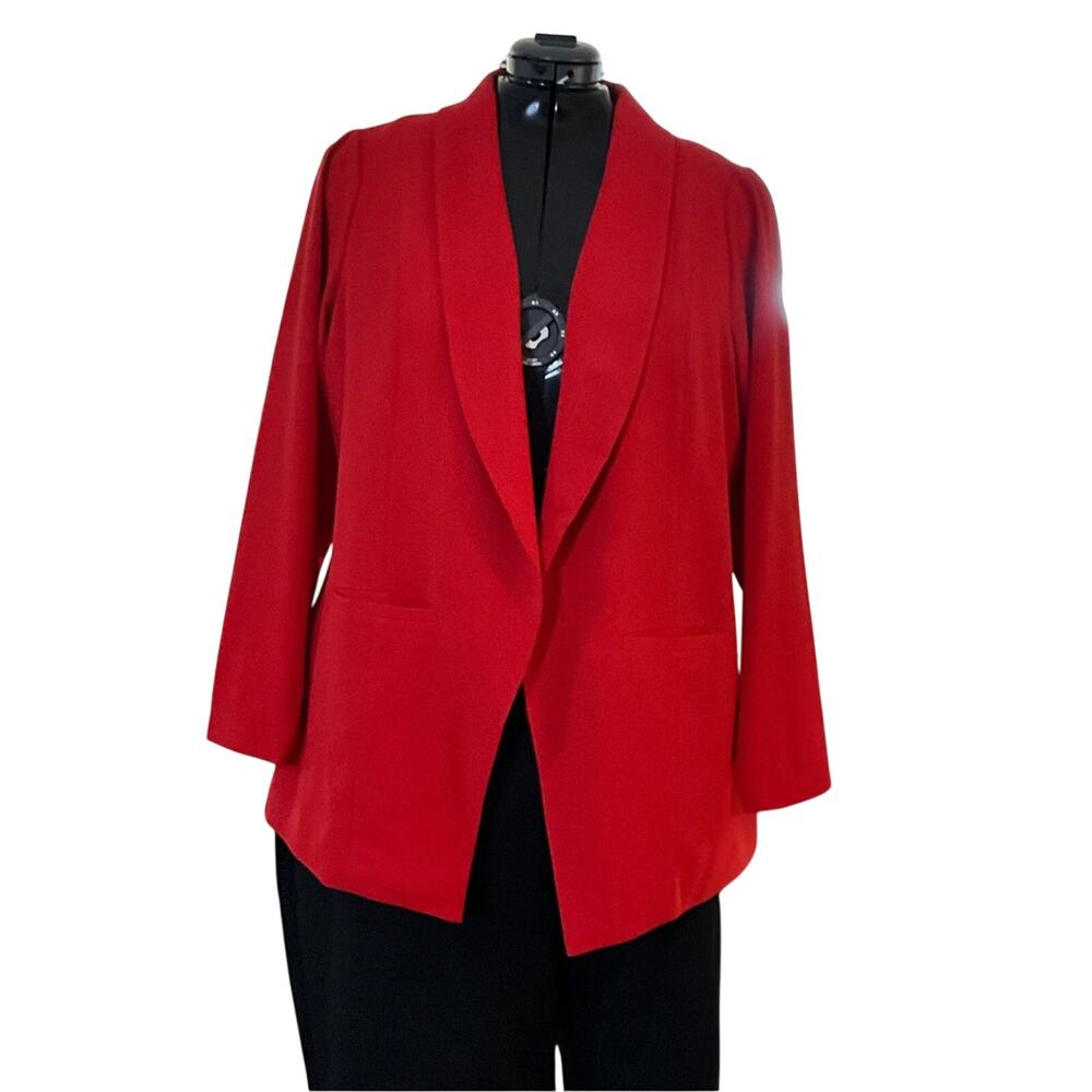 Torrid Red Open Front Blazer Size 3 NWOT Shawl Lapel Power Dressing office trend